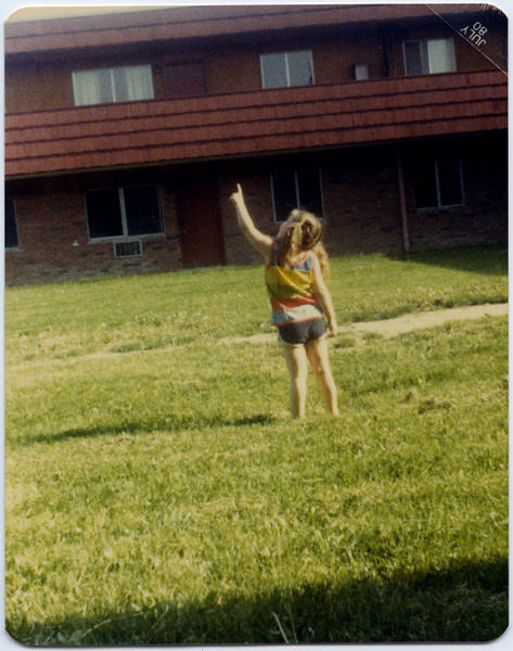 Four-year-old Diana pointing up at...