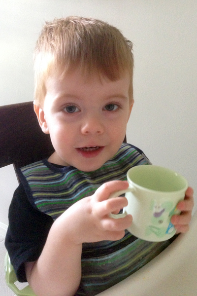 Connor with his Totoro mug