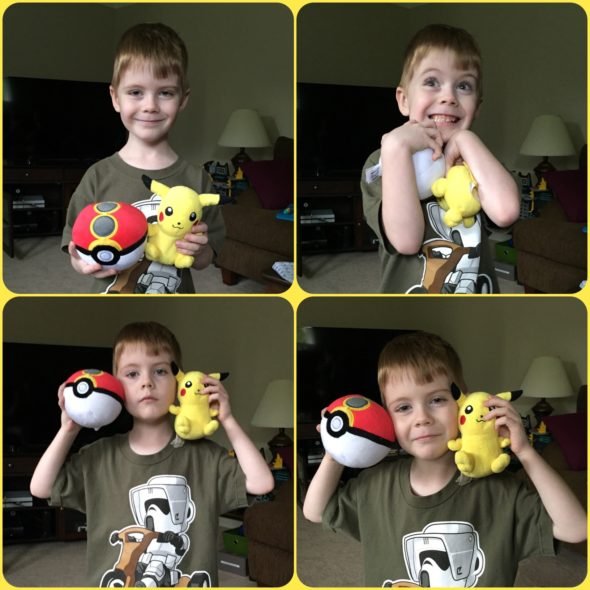 Connor with Pokemon plushies 