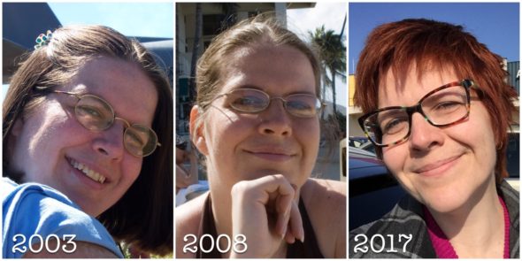 Me in 2003, 2008, and 2017