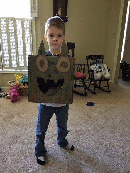 Connor with his Cardboard Cat