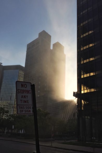 Morning fog downtown