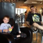 Connor and Dad in a coffee shop