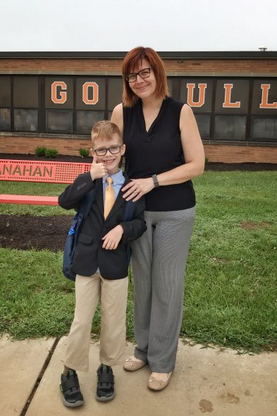 Connor and Mom on the first day of school