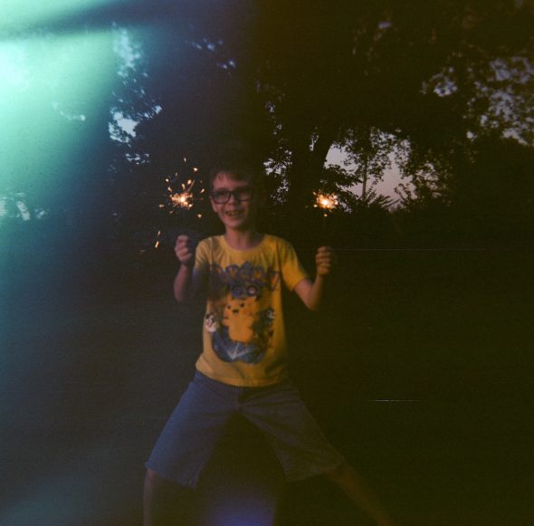 Connor with sparklers