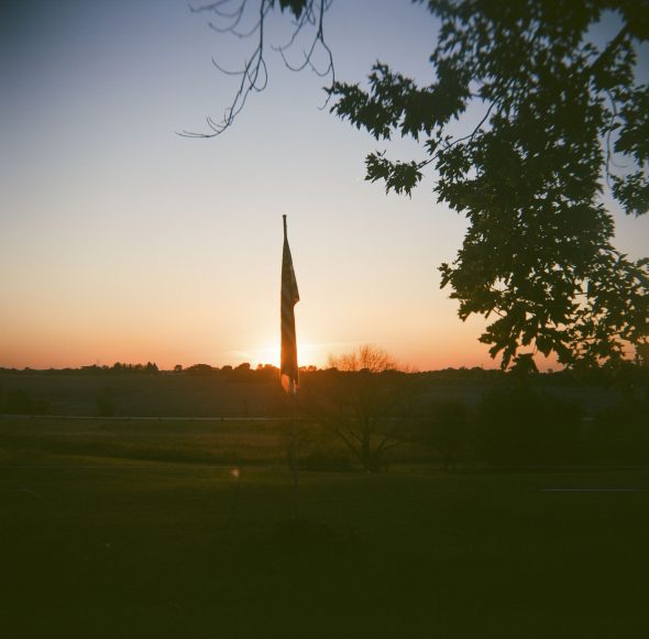 Flag sunset silhouette