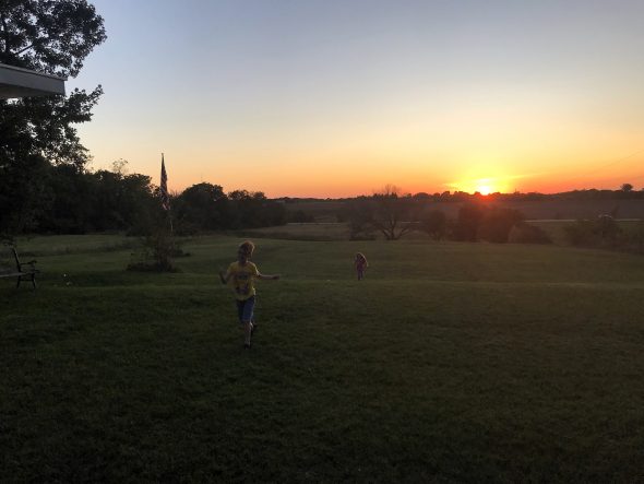 Running at sunset